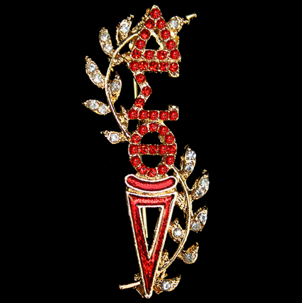 Delta Sigma Theta Sorority Austrian Crystal Torch Gold Pin