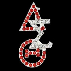Delta Sigma Theta Sorority Swarovski Crystal Overlap Pin in Silver