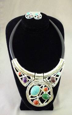 Mixed Stone Silver Jewlery Set