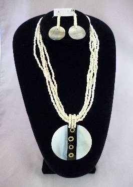 African Ivory-Colored Stone Jewlery Set