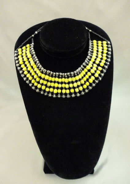 Kenya Beaded Black and Yellow Choker