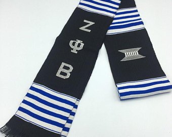 Zeta Phi Beta Sorority Handwoven Ghana Kente Stole Black